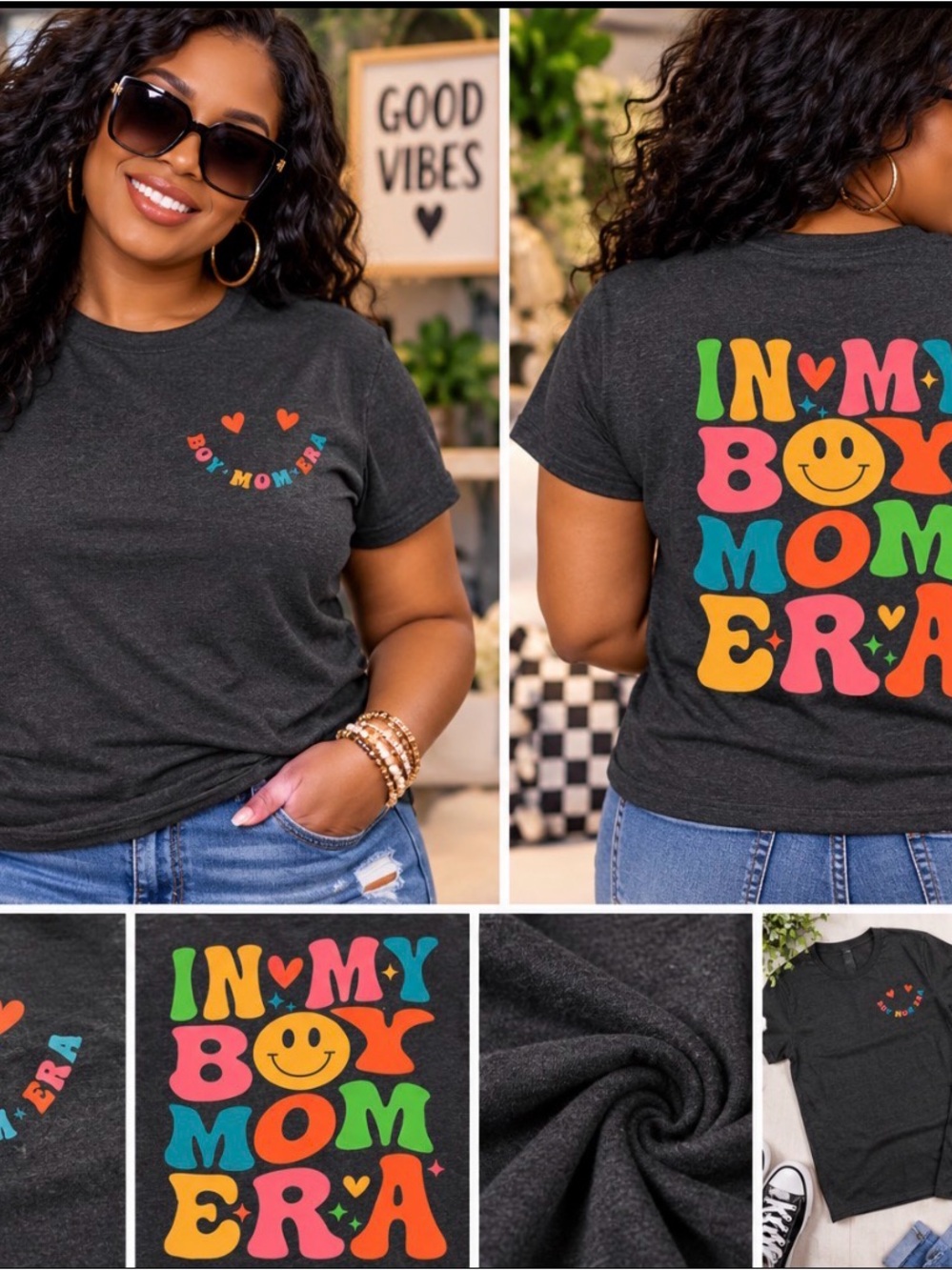 Charcoal 'In My Boy Mom Era' Graphic Tee - Multicolor